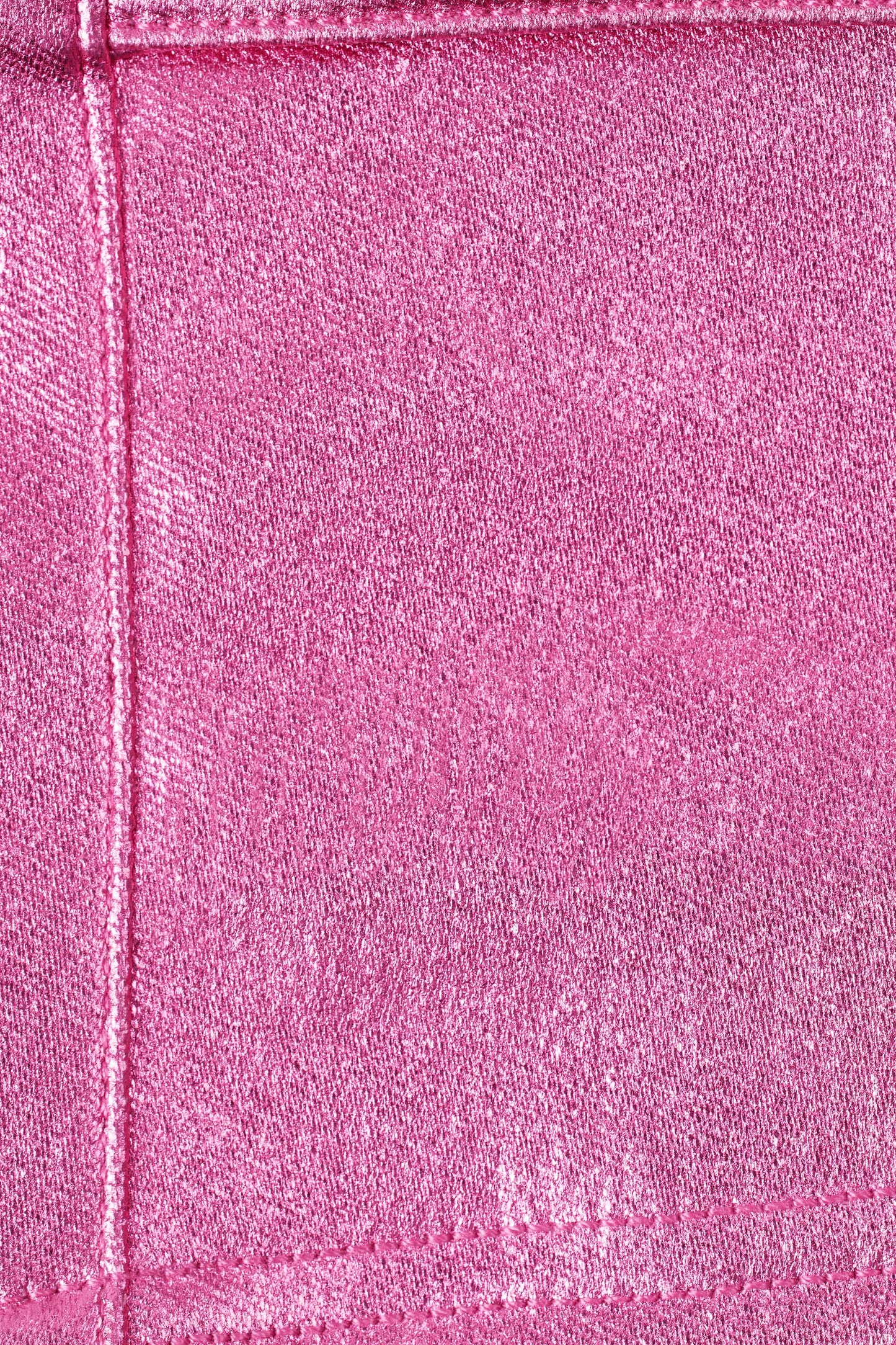 Metallic Denim Mid-Rise Cargo Mini Skirt in Deep Pink