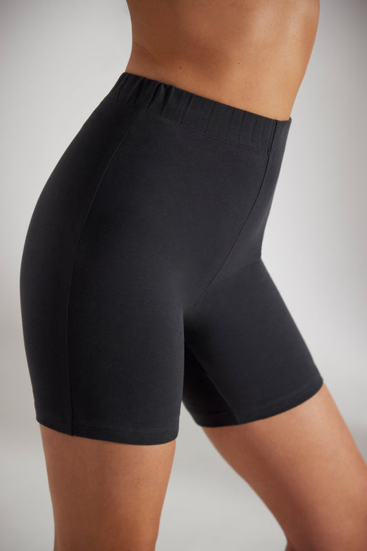 Soft Cotton Biker Shorts in Black
